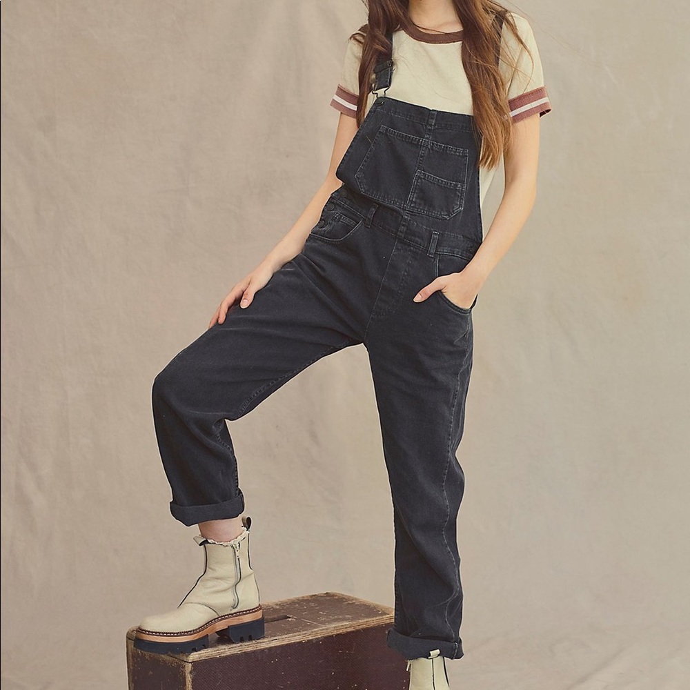 Free People Ziggy denim overalls in mineral black